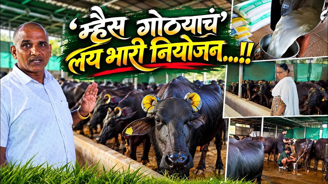 'म्हैस गोठ्याचं' लय भारी नियोजन...!! 