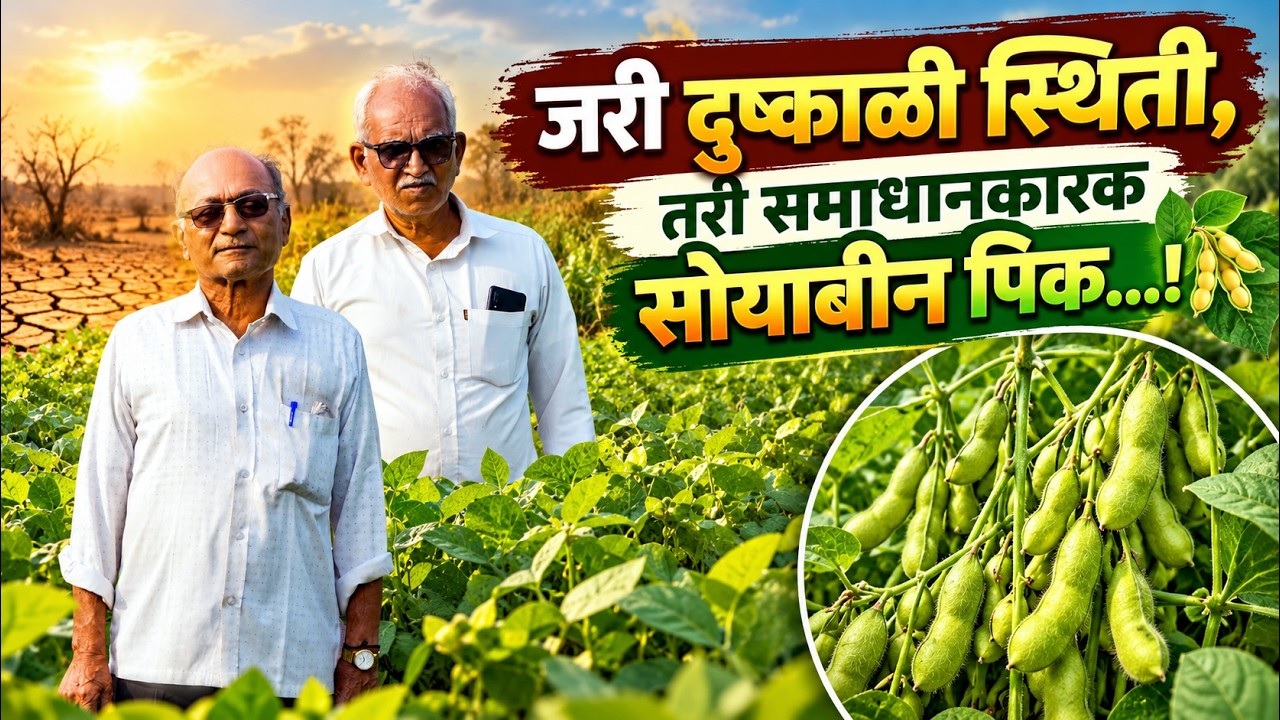 जरी दुष्काळी स्थिती, तरी समाधानकारक सोयाबीन पिक...!